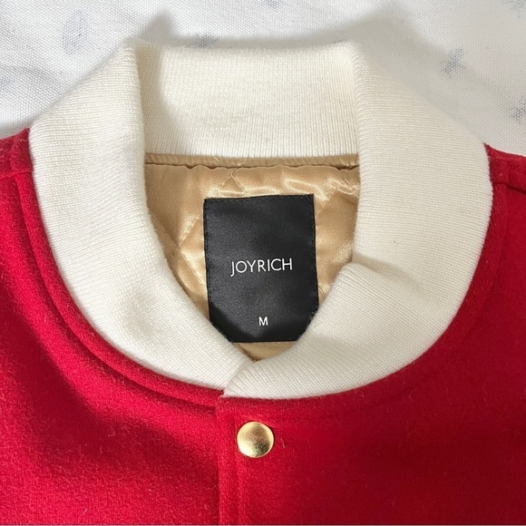 Joyrich Retro Y2K 90s Graffiti Wool Blend Varsity Letterman Red Bomber Jacket, M - Picture 7 of 16